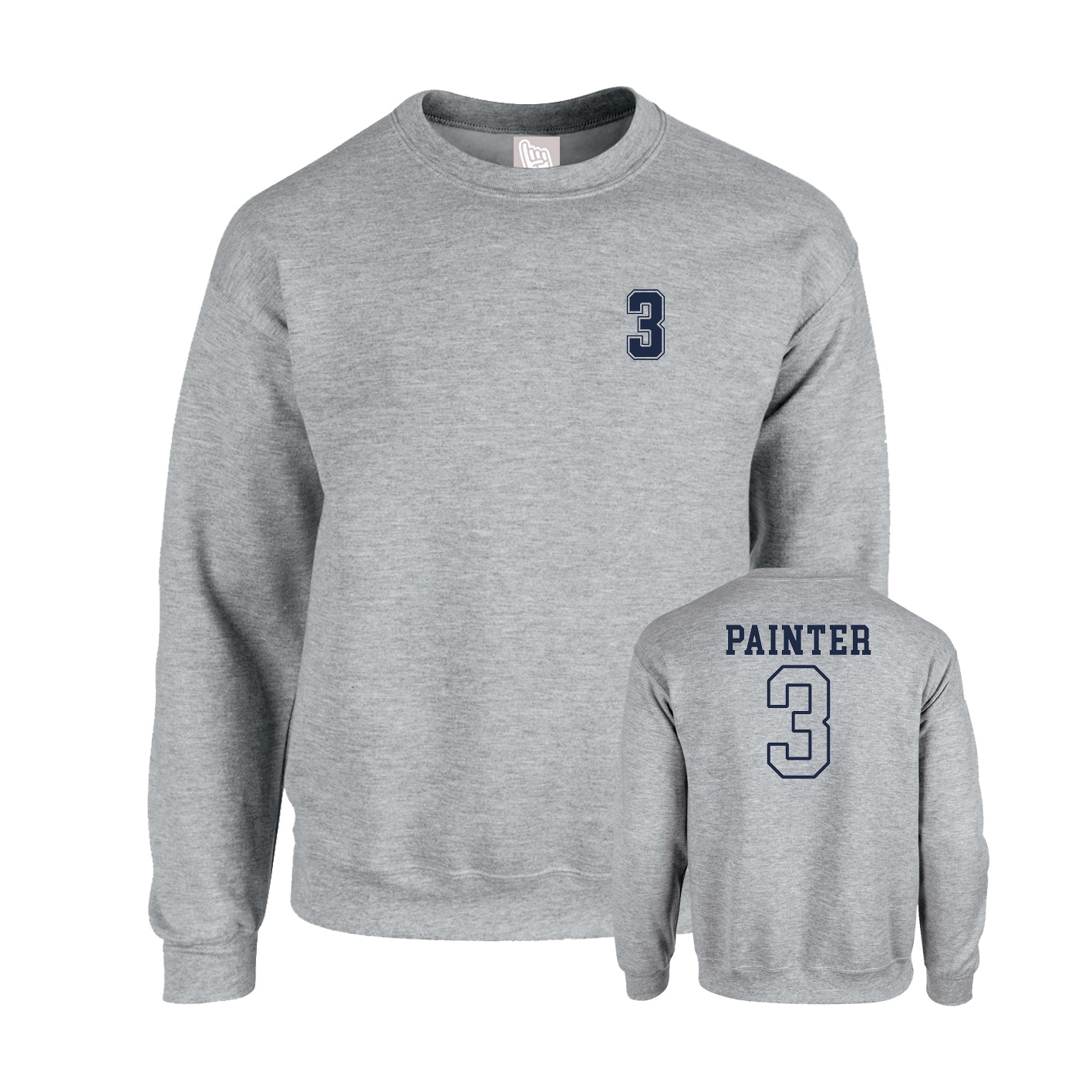 Fleece Crew — Chest Back in Grey