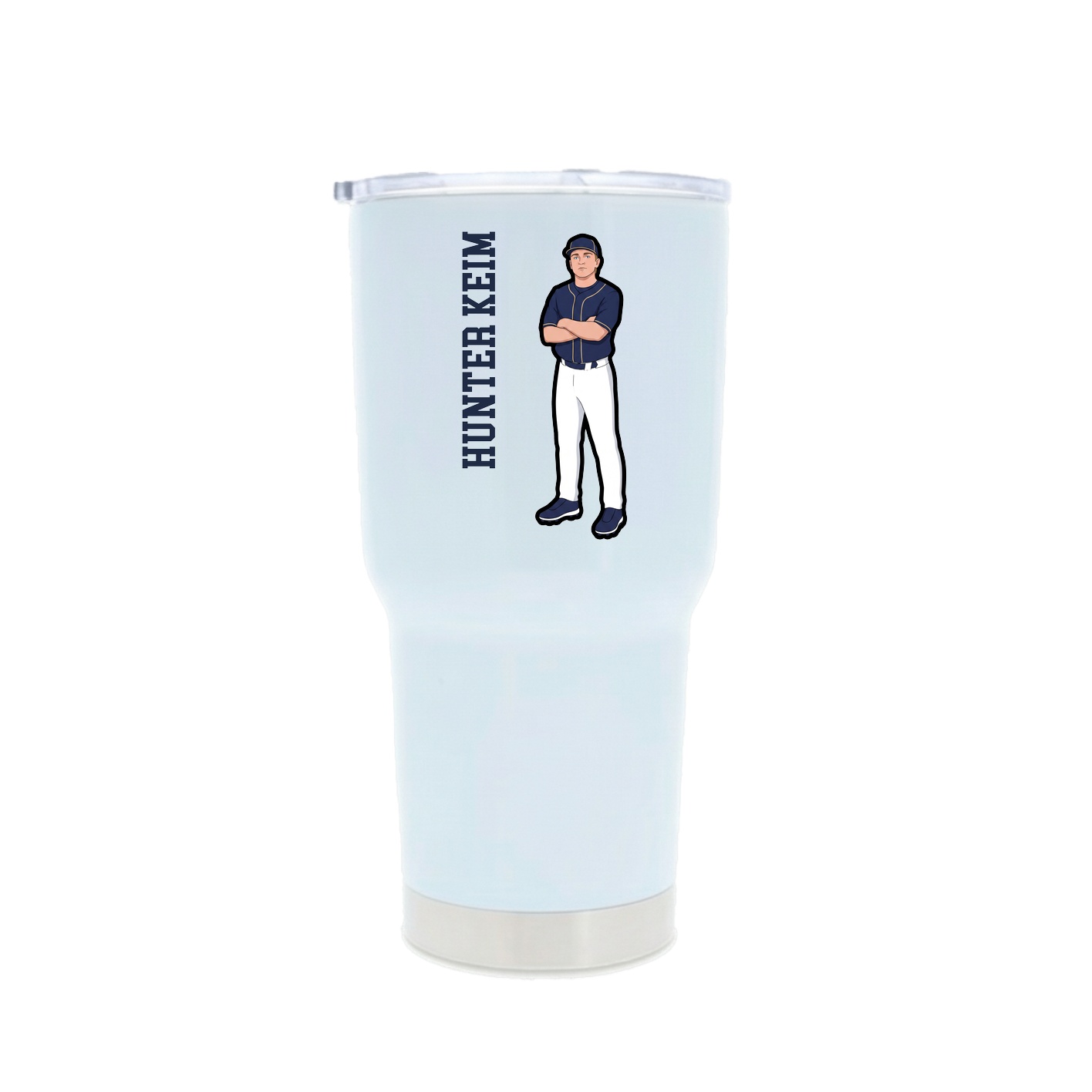 30oz Stainless Steel Tumbler — Name Vertical in White