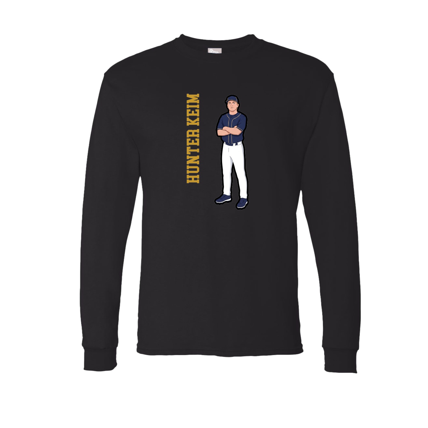 Long Sleeve Tee — Name Vertical in Black