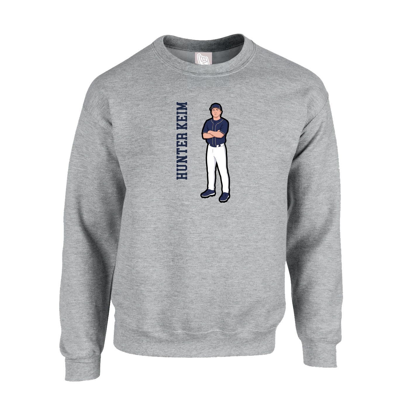 Fleece Crew — Name Vertical in Grey