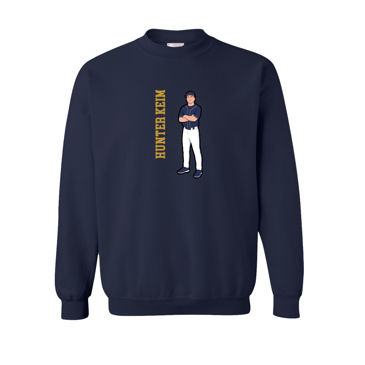 Fleece Crew — Name Vertical in Navy