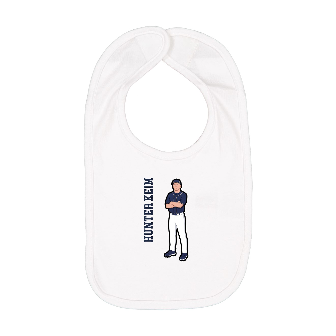 Infant Bib — Name Vertical in White