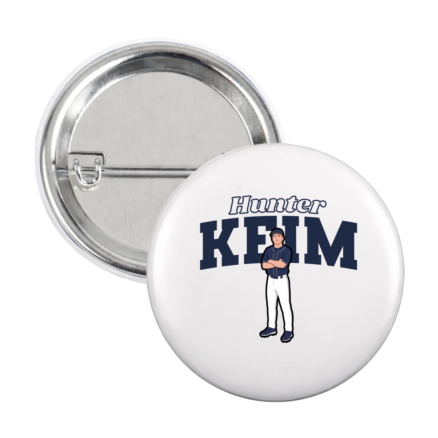 Game Day Button — Name Arch in White