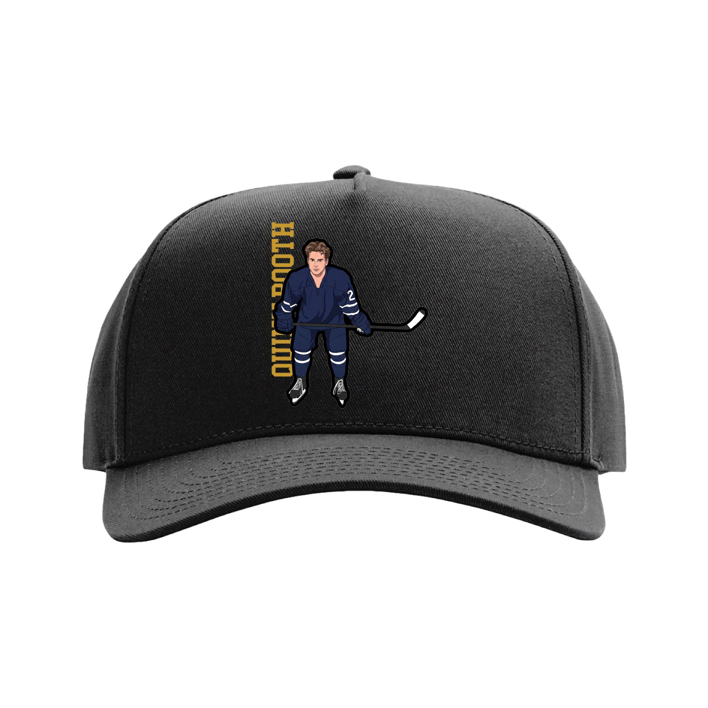 Full Fabric Five-Panel Champ Cap — Name Vertical in Black