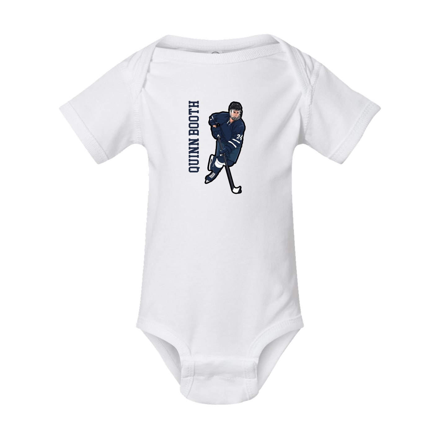 Baby Onesie — Name Vertical in White