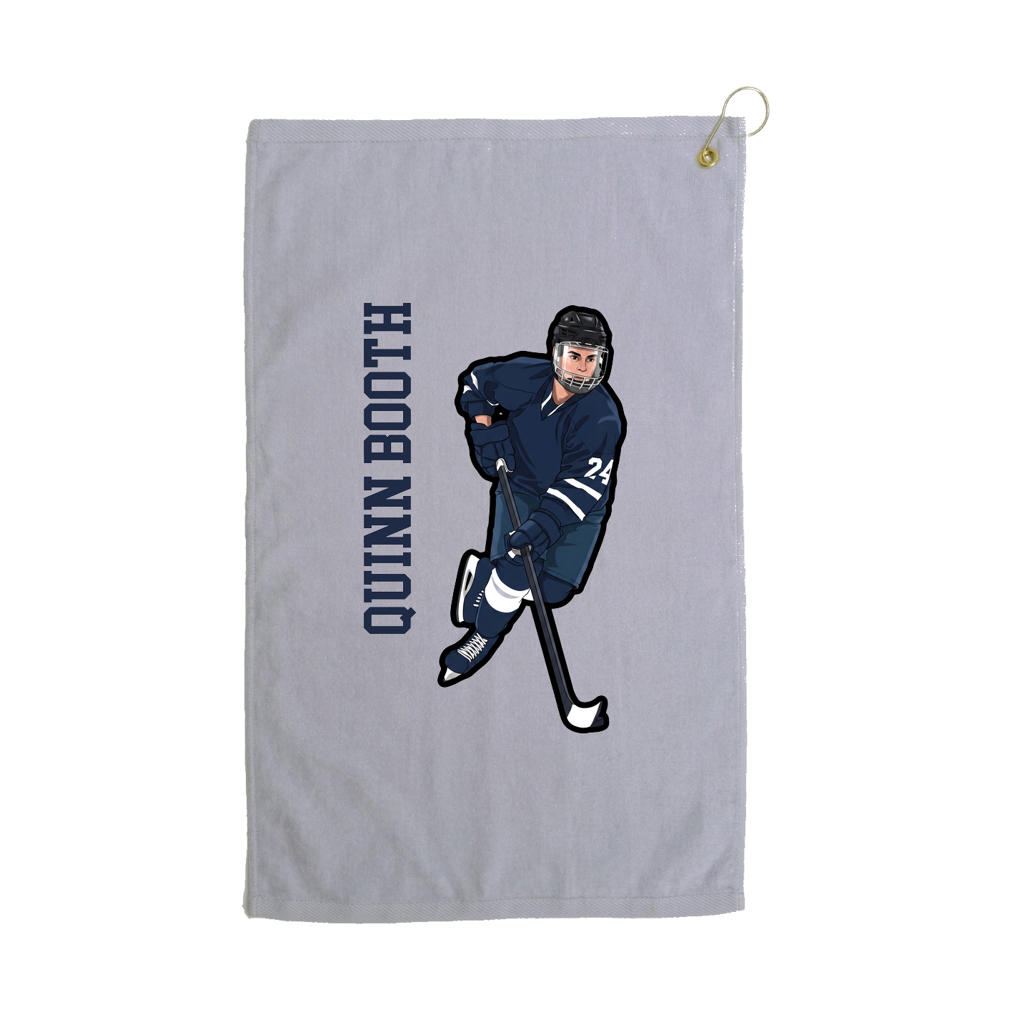 Golf Towel — Name Vertical in Grey