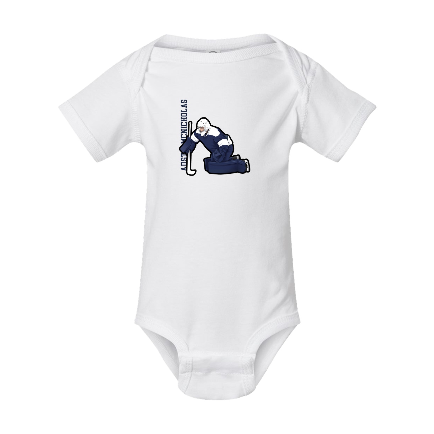 Baby Onesie — Name Vertical in White