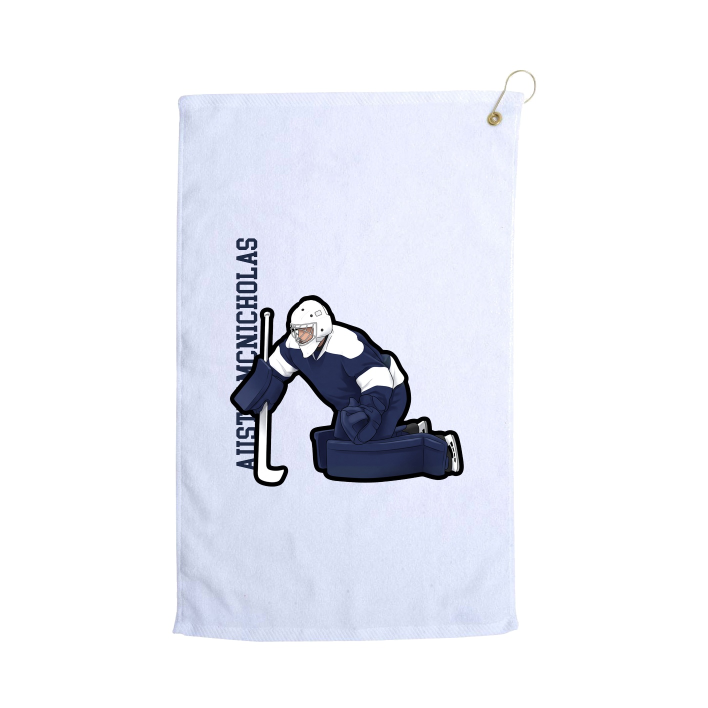 Golf Towel — Name Vertical in White