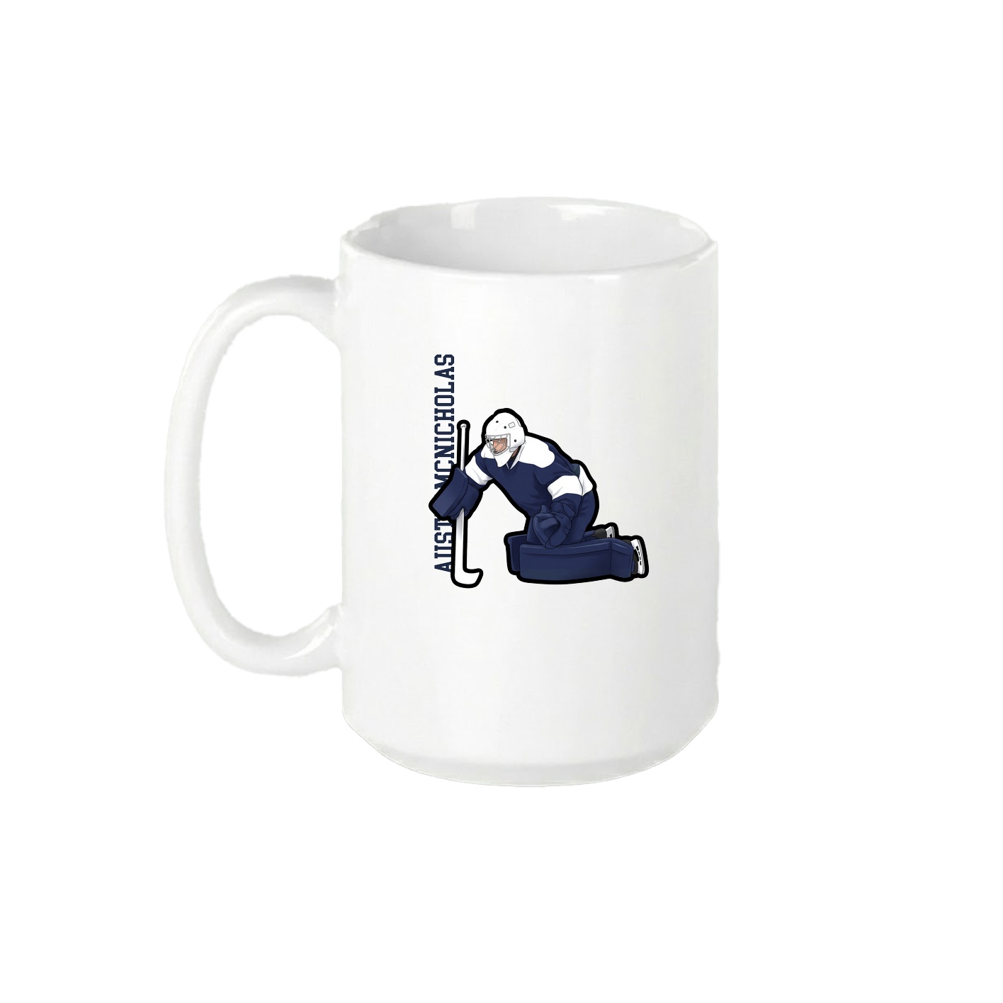 15oz Coffee Mug — Name Vertical in White