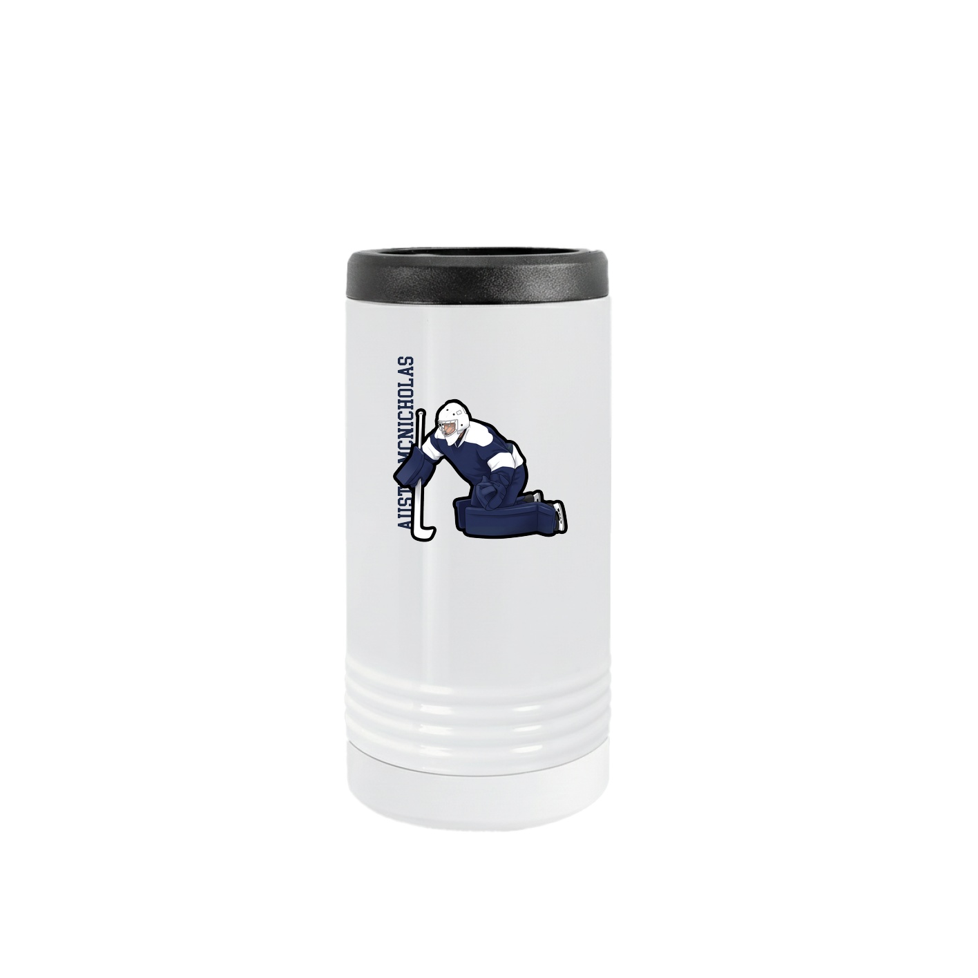 Slim Beverage Holder — Name Vertical in White