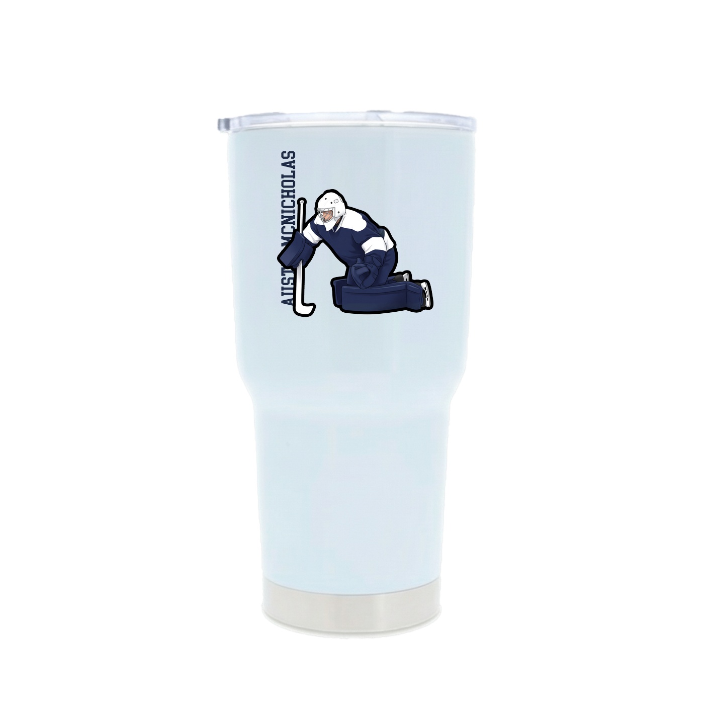30oz Stainless Steel Tumbler — Name Vertical in White