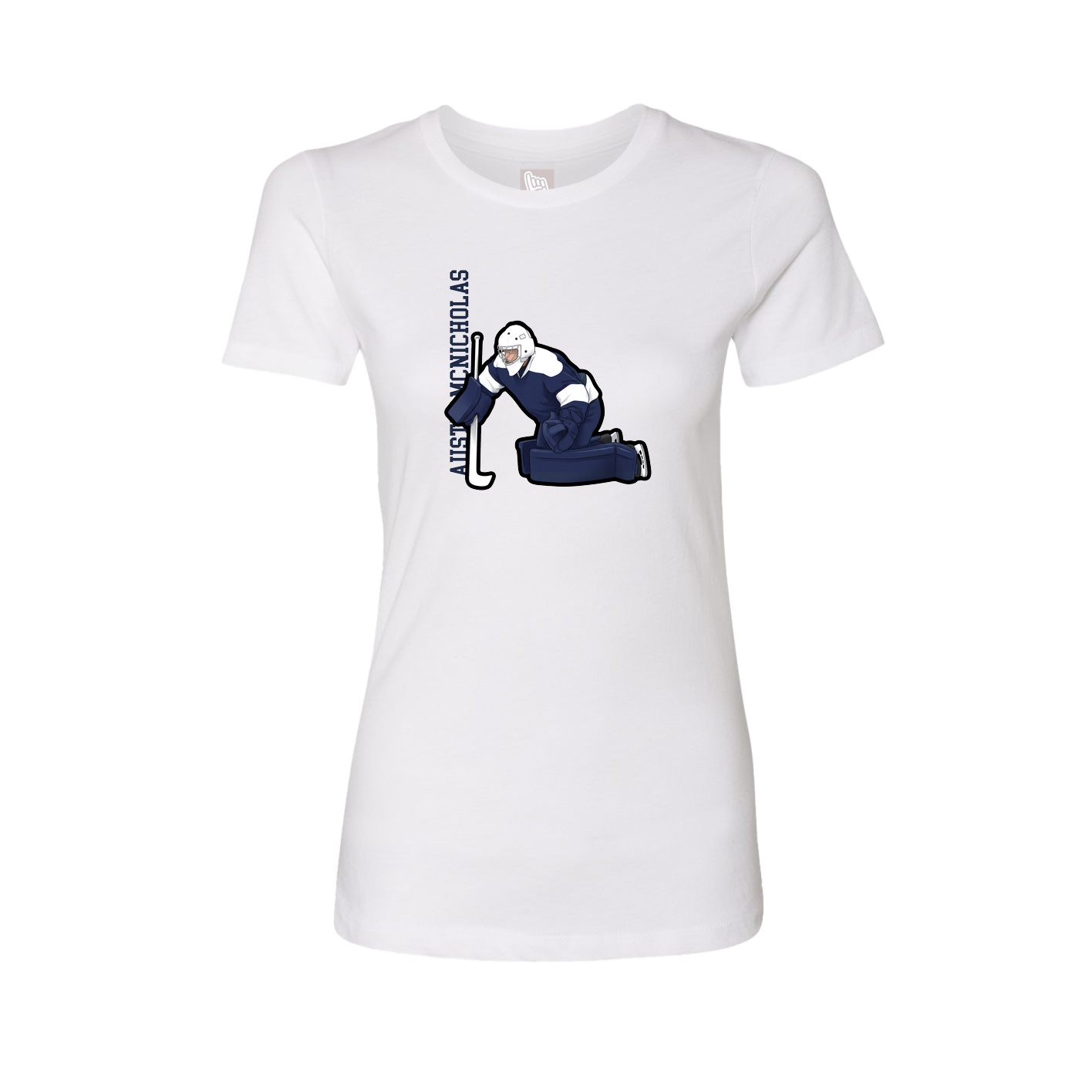 Fitted Women's Tee — Name Vertical in White