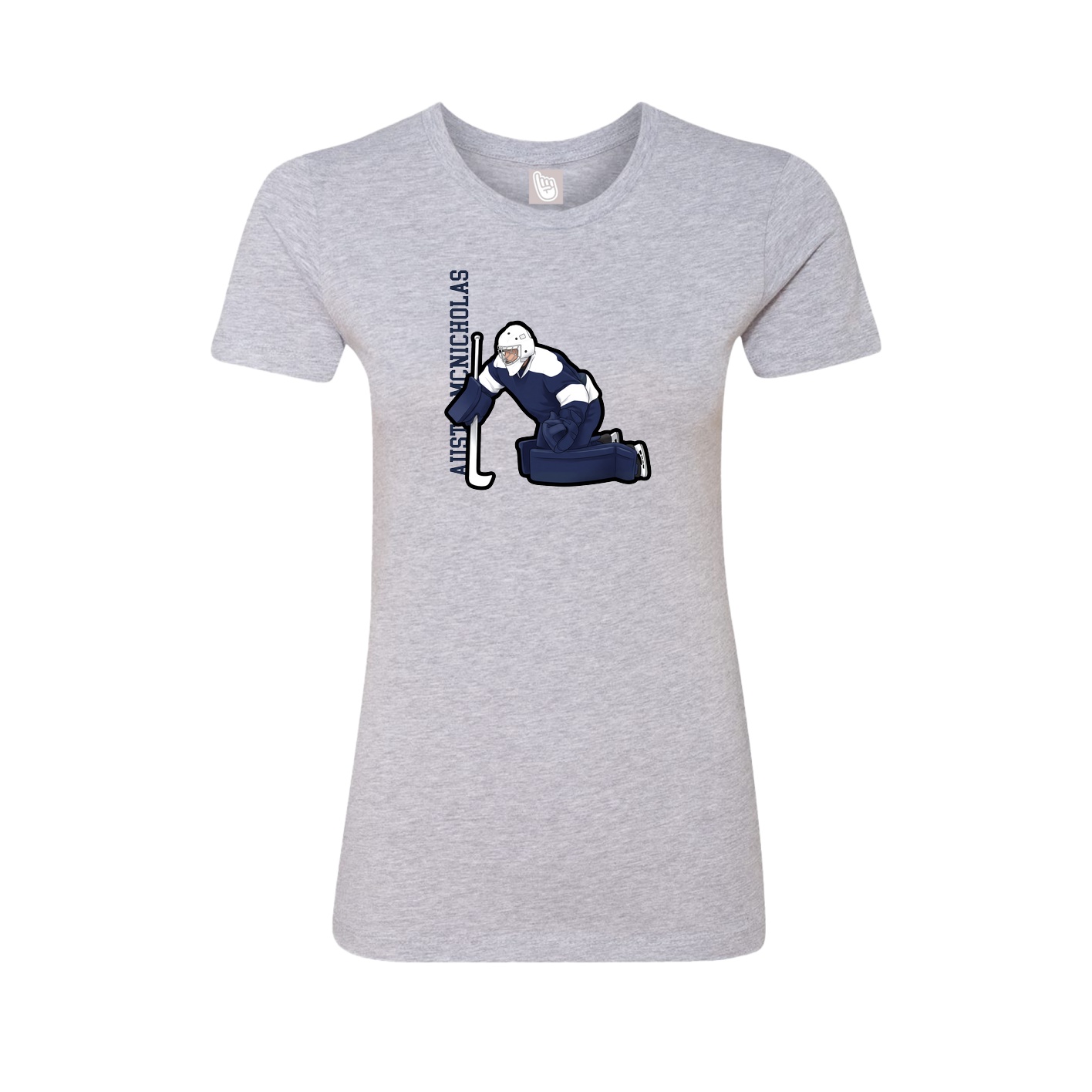 Fitted Women's Tee — Name Vertical in Grey