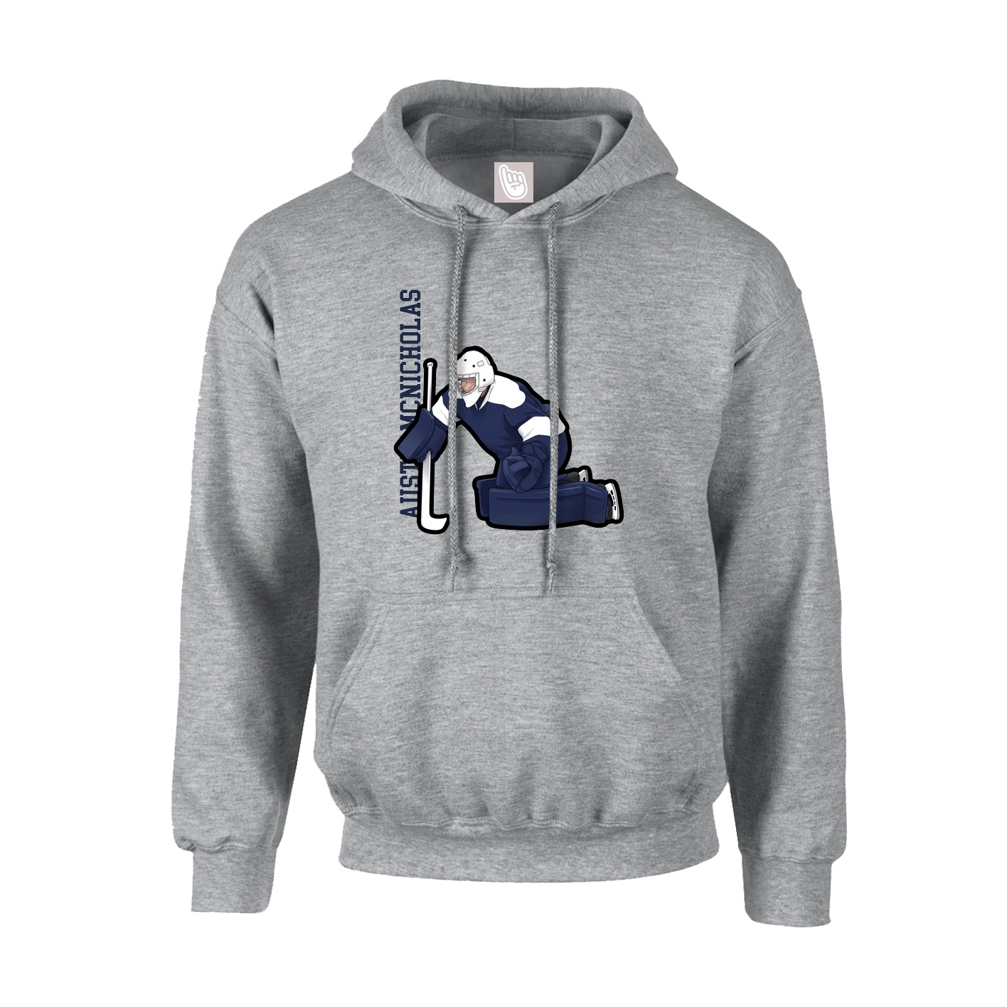 Youth Hoodie — Name Vertical in Grey