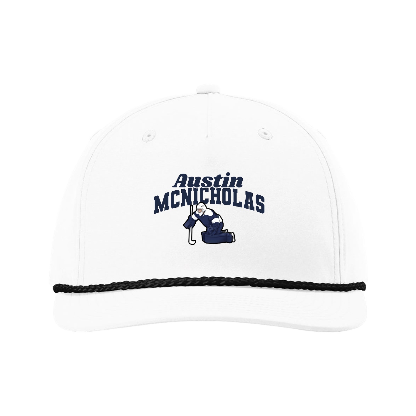 Five-Panel Classic Rope Cap — Signature Arch in White