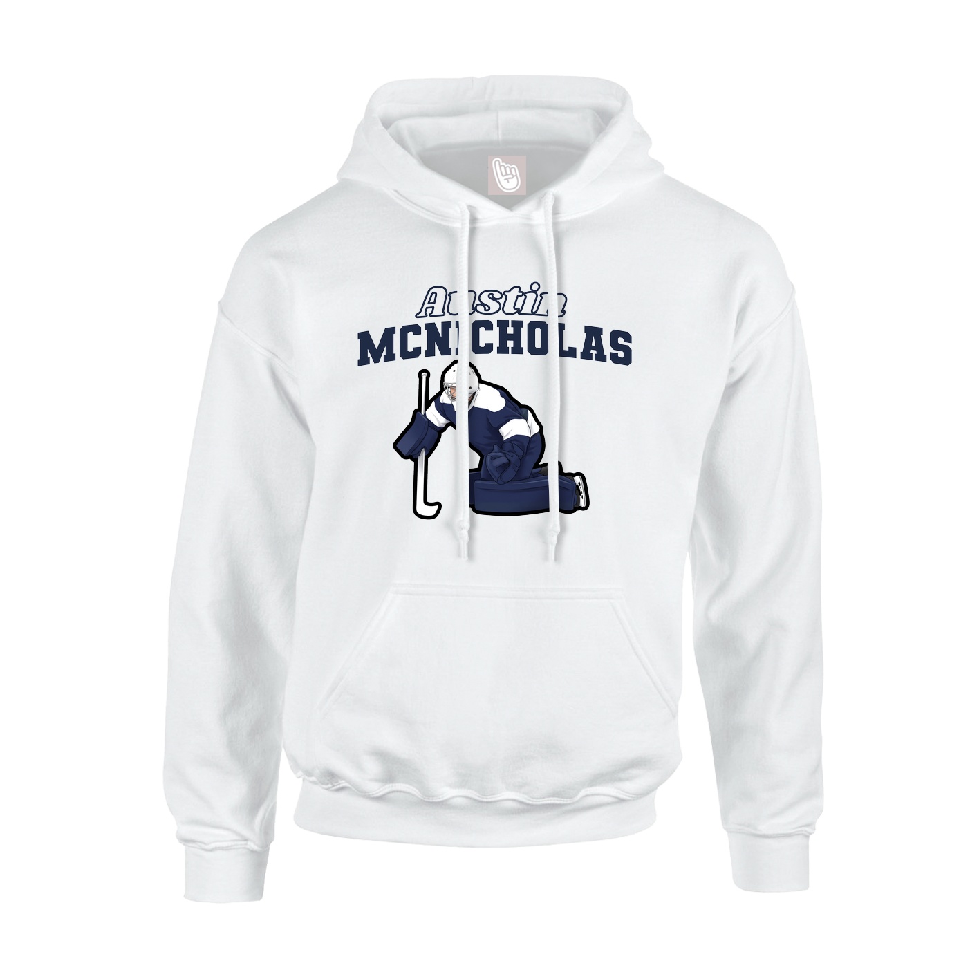 Youth Hoodie — Name Arch in White