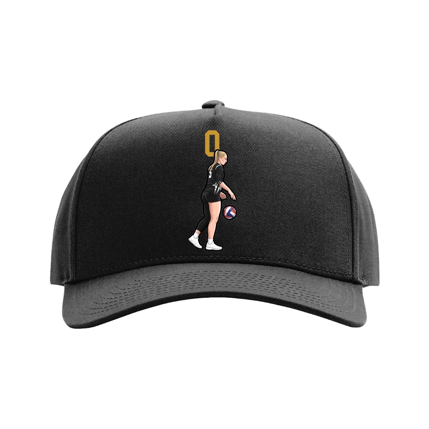 Full Fabric Five-Panel Champ Cap — Number Top in Black