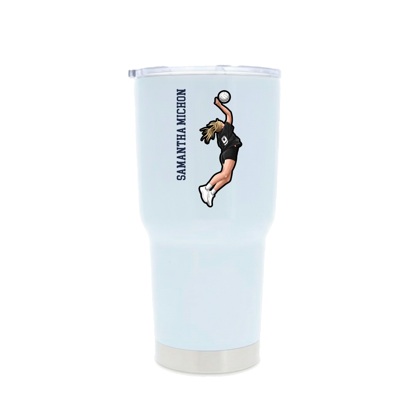30oz Stainless Steel Tumbler — Name Vertical in White