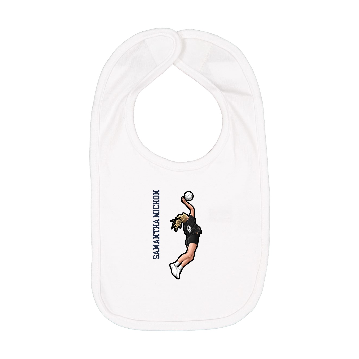 Infant Bib — Name Vertical in White