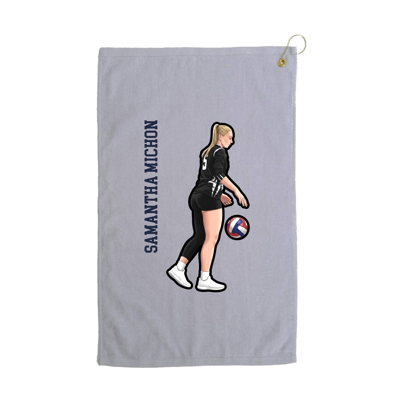 Golf Towel — Name Vertical in Grey