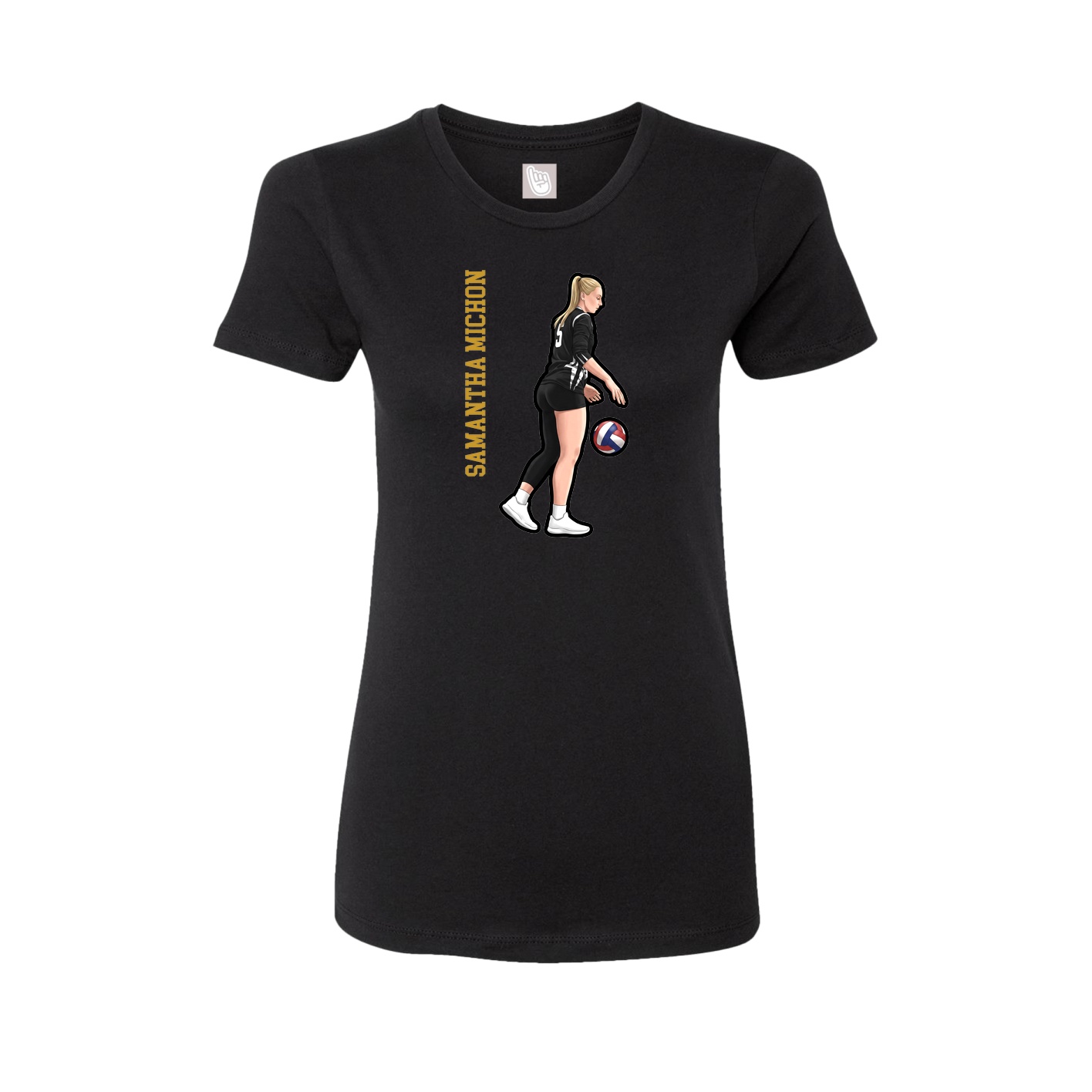 Fitted Women's Tee — Name Vertical in Black