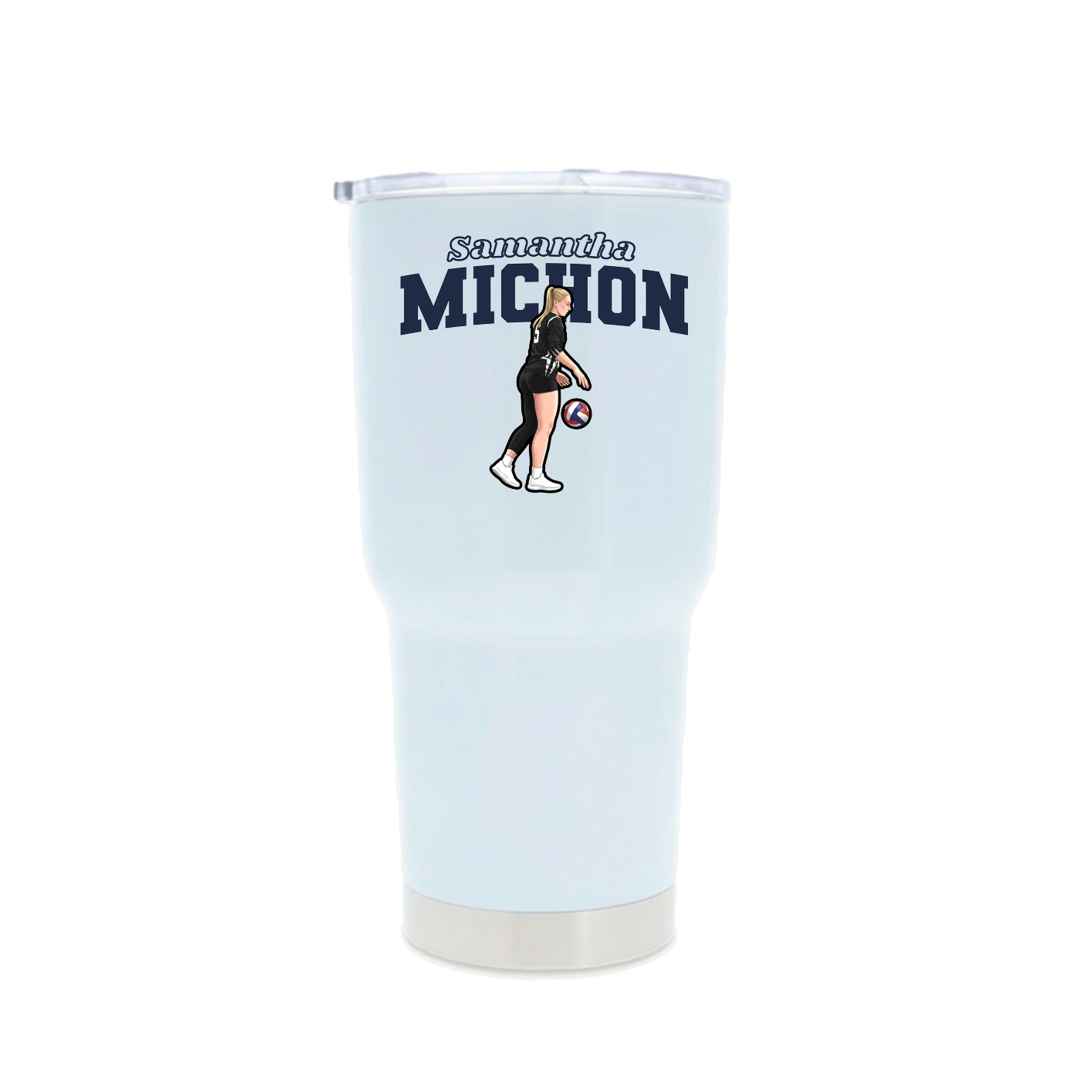 30oz Stainless Steel Tumbler — Name Arch in White