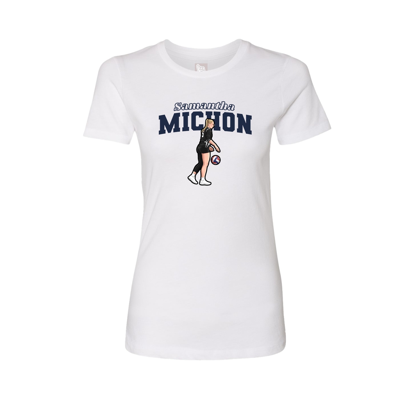 Fitted Women's Tee — Name Arch in White