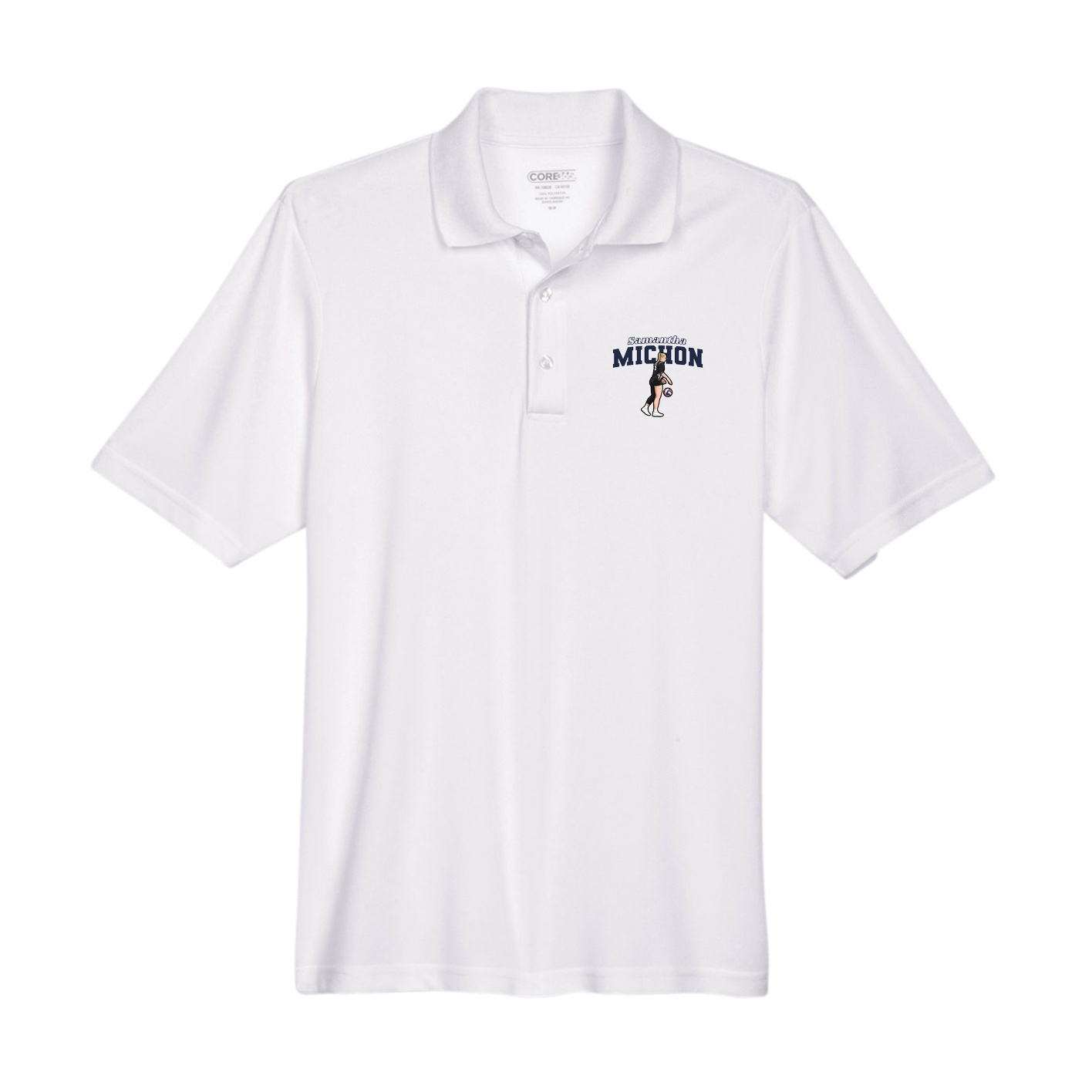 Performance Polo — Name Arch in White