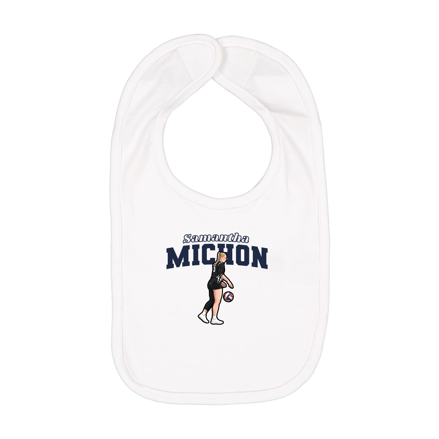 Infant Bib — Name Arch in White