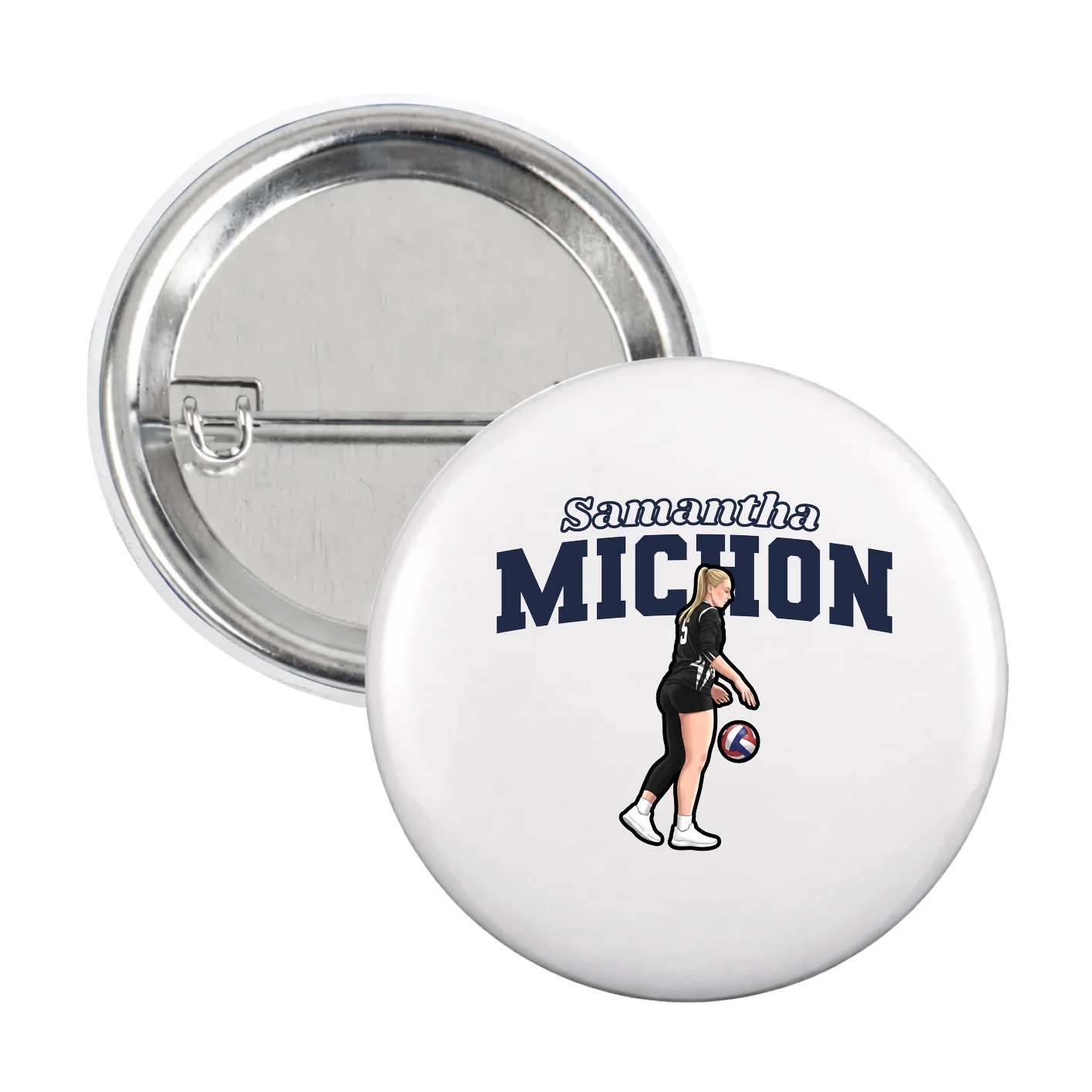 Game Day Button — Name Arch in White