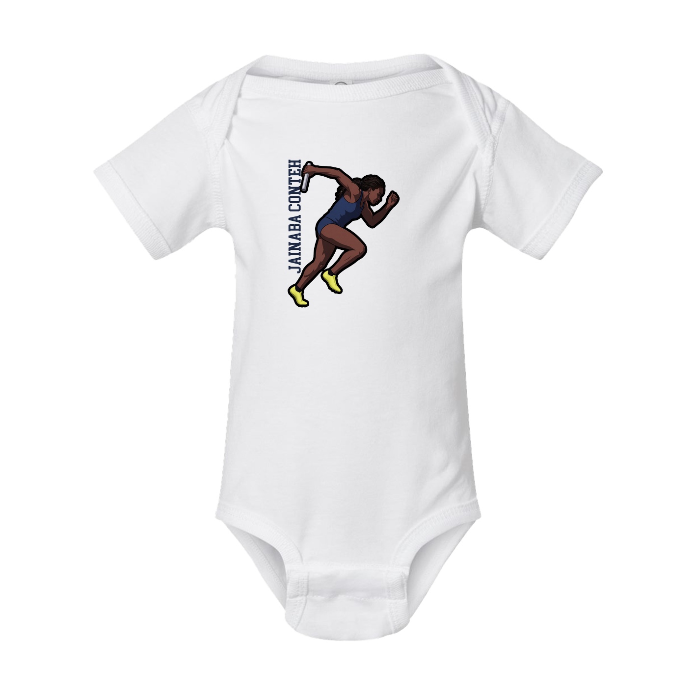 Baby Onesie — Name Vertical in White