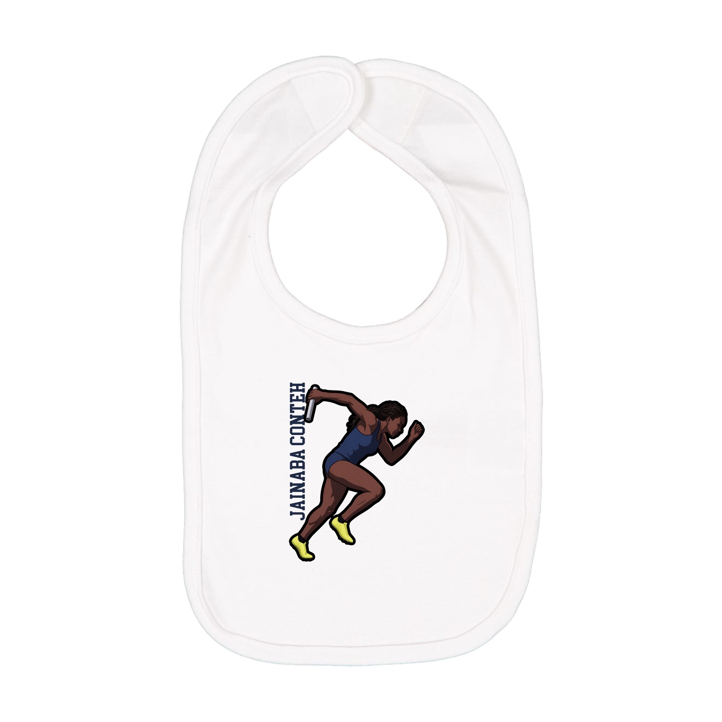 Infant Bib — Name Vertical in White