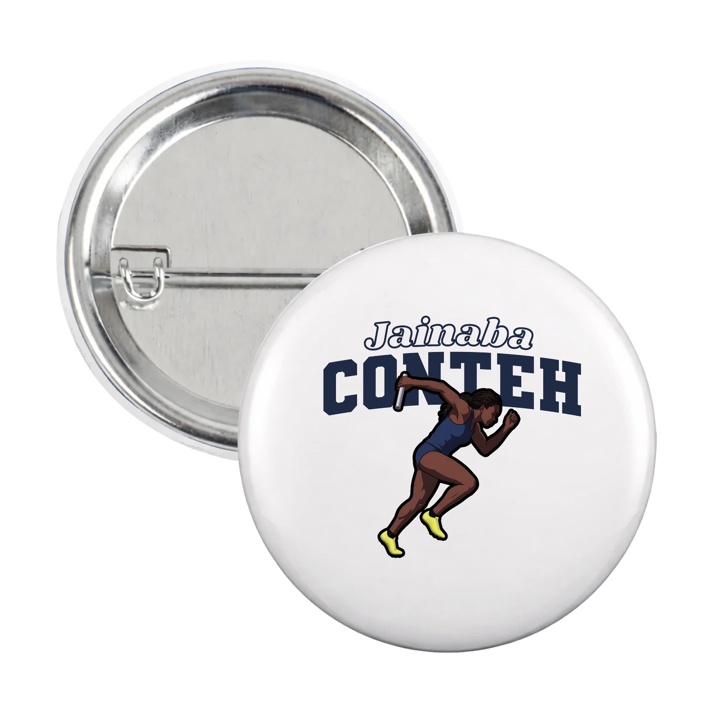 Game Day Button — Name Arch in White