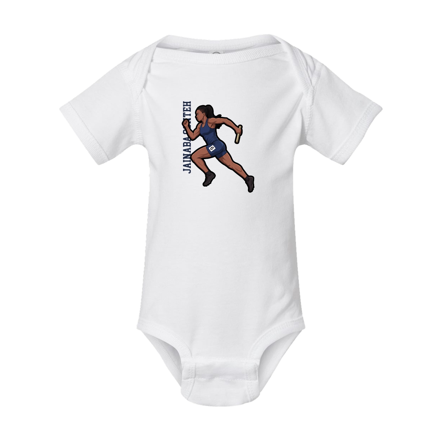 Baby Onesie — Name Vertical in White