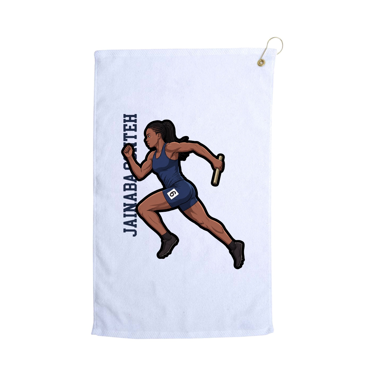 Golf Towel — Name Vertical in White