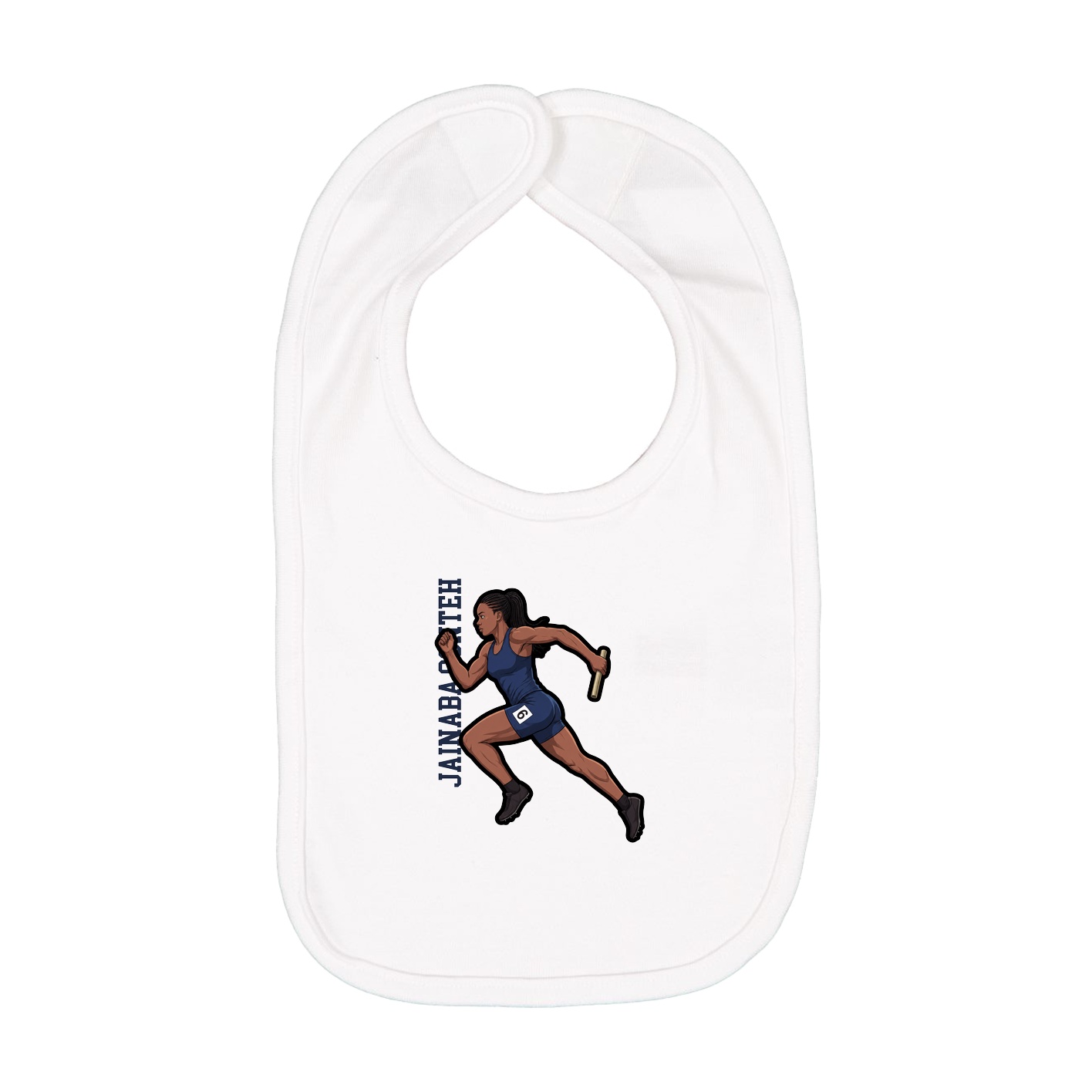 Infant Bib — Name Vertical in White