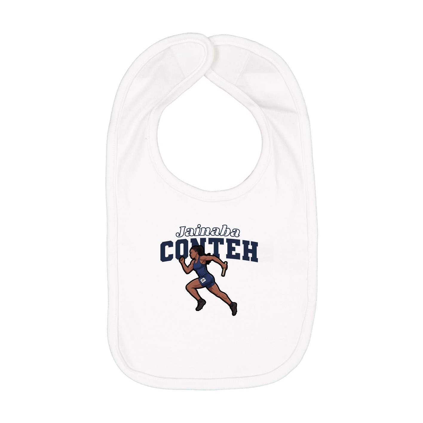 Infant Bib — Name Arch in White