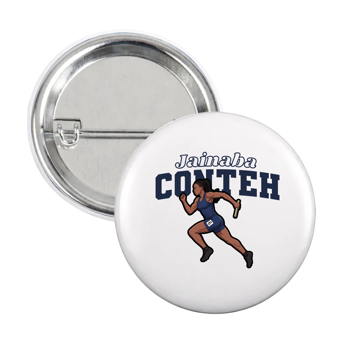 Game Day Button — Name Arch in White