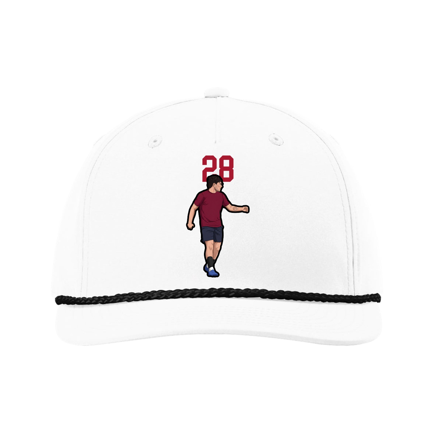 Five-Panel Classic Rope Cap — Number Top in White