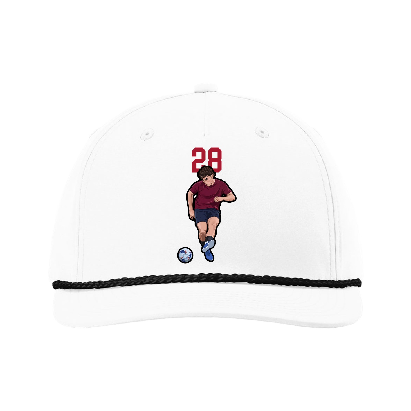 Five-Panel Classic Rope Cap — Number Top in White