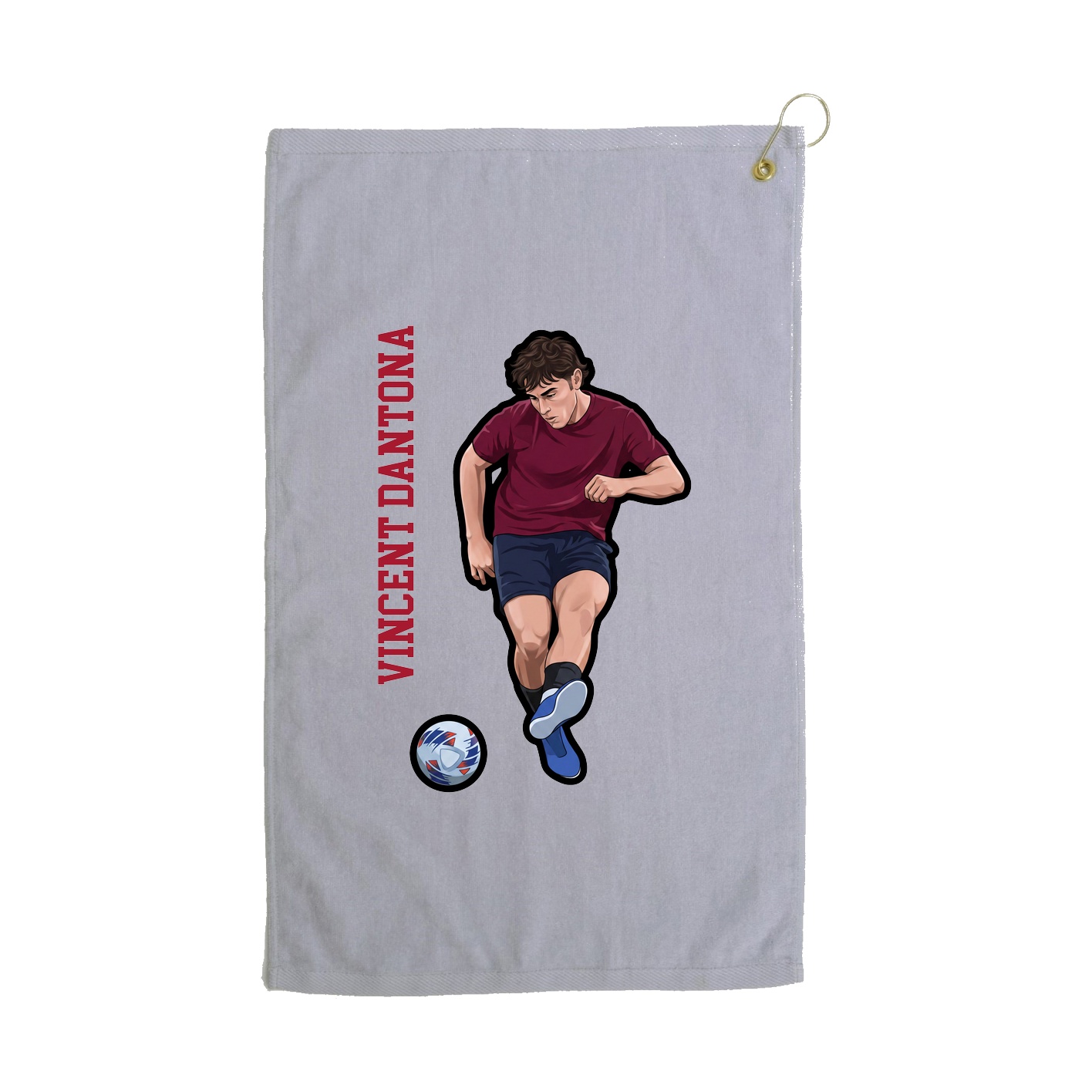 Golf Towel — Name Vertical in Grey