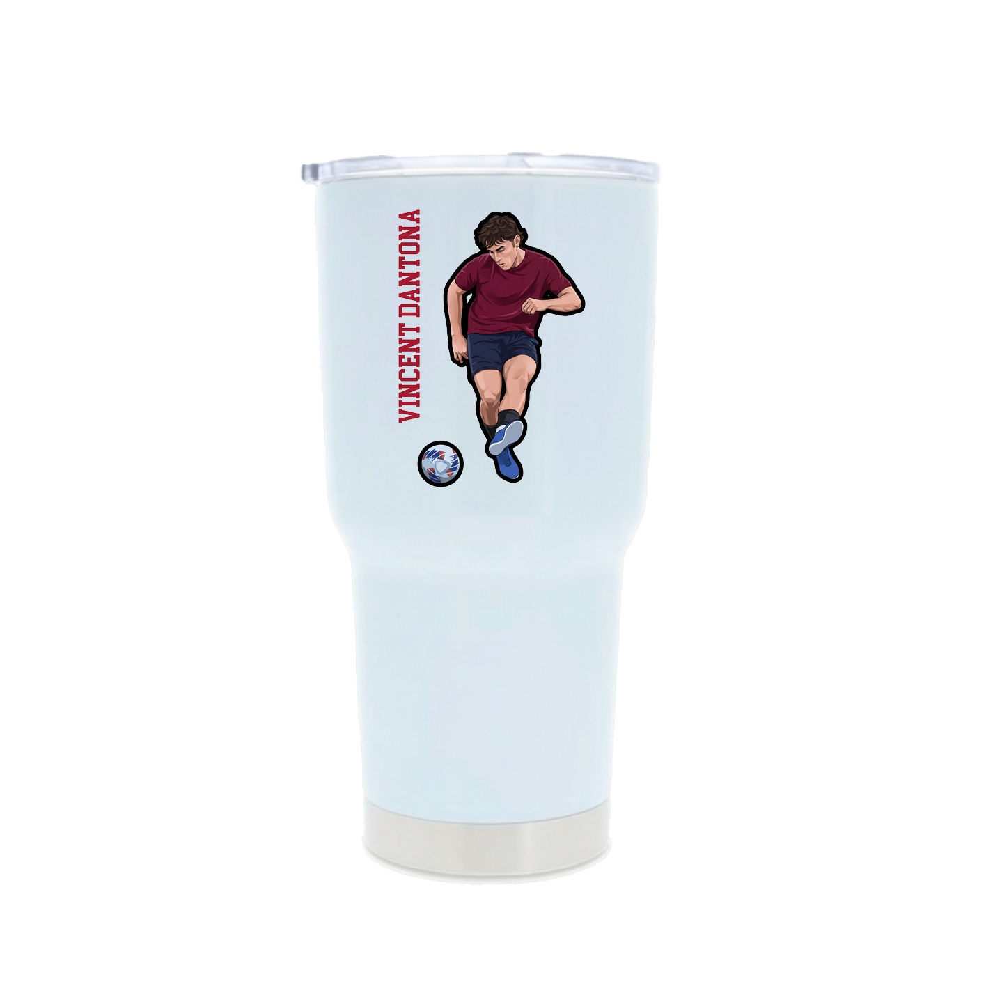 30oz Stainless Steel Tumbler — Name Vertical in White
