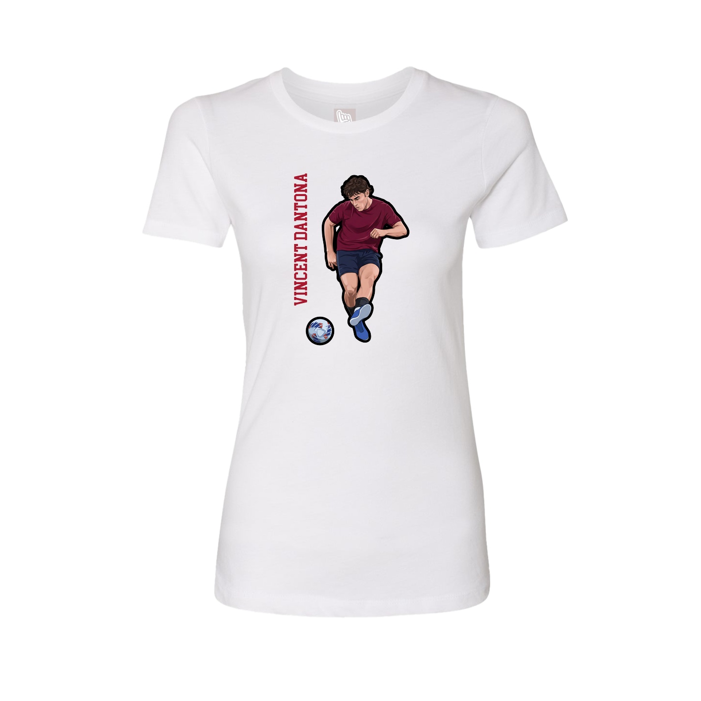 Fitted Women's Tee — Name Vertical in White