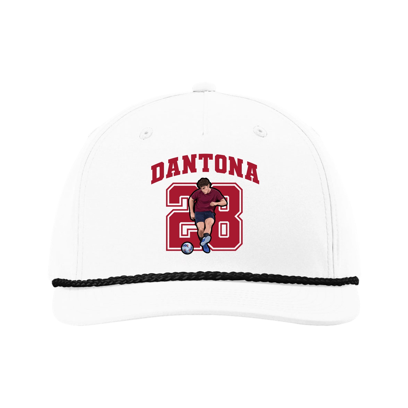 Five-Panel Classic Rope Cap — Number in White