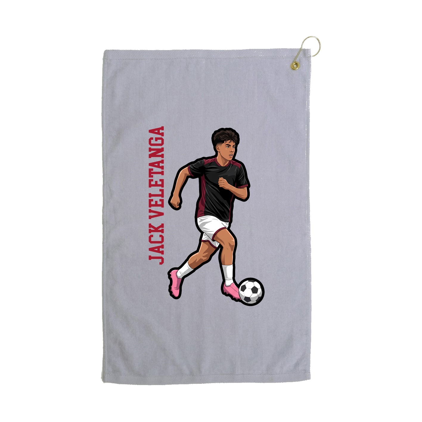 Golf Towel — Name Vertical in Grey