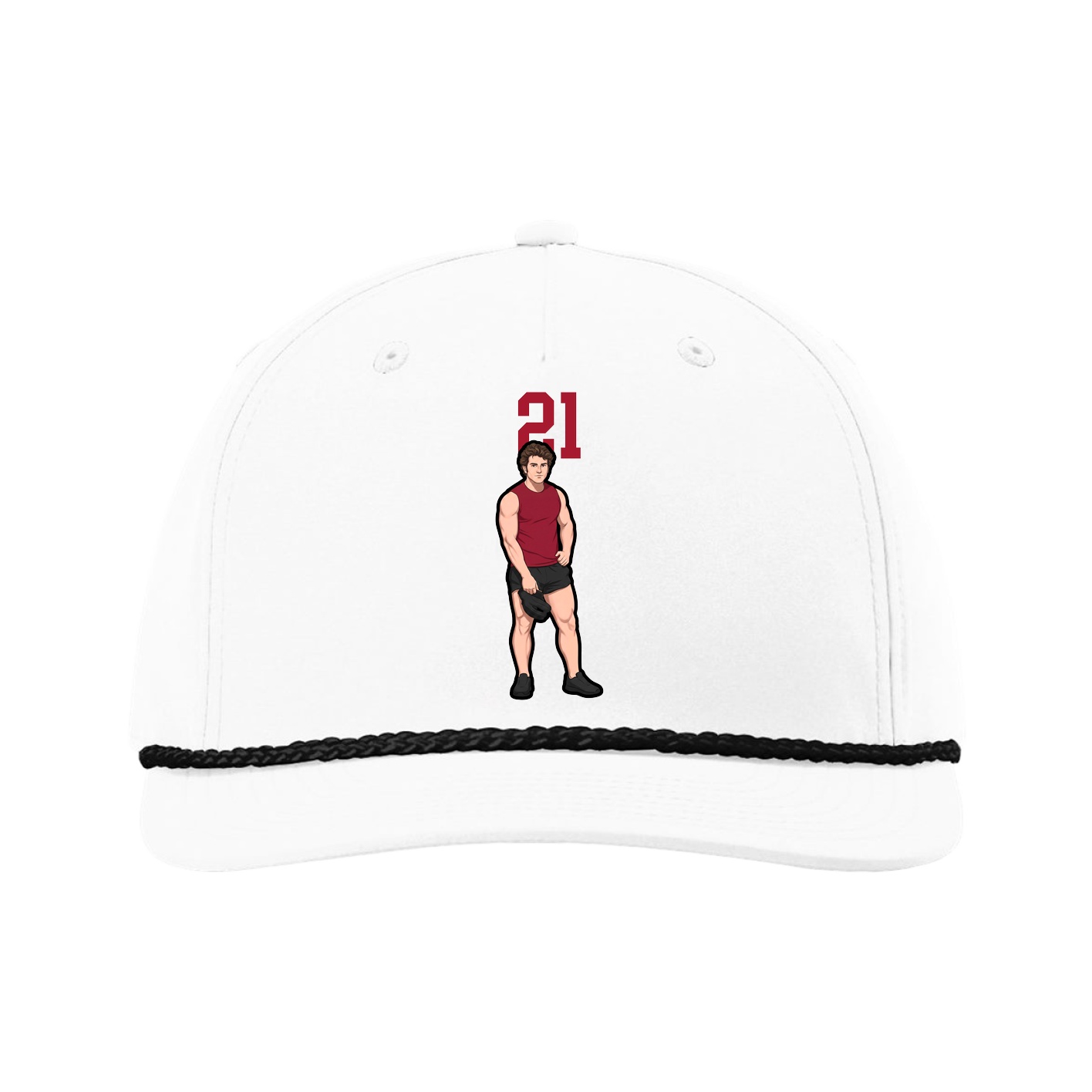Five-Panel Classic Rope Cap — Number Top in White
