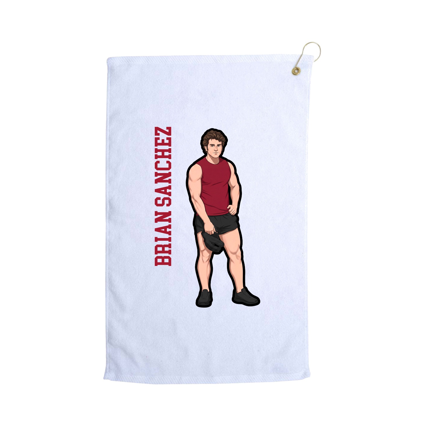 Golf Towel — Name Vertical in White