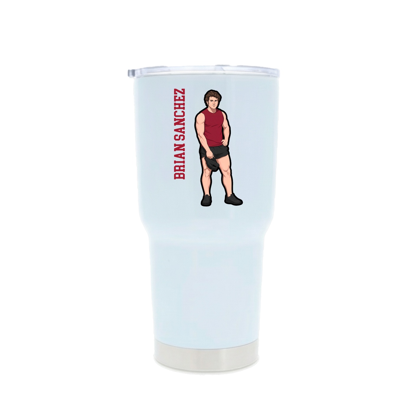 30oz Stainless Steel Tumbler — Name Vertical in White