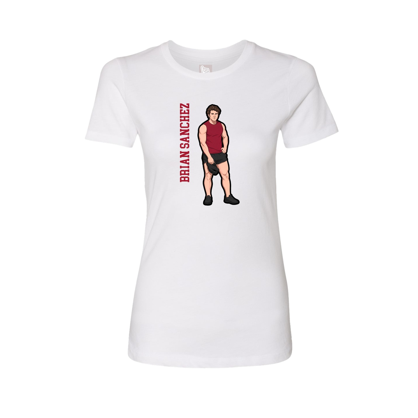 Fitted Women's Tee — Name Vertical in White