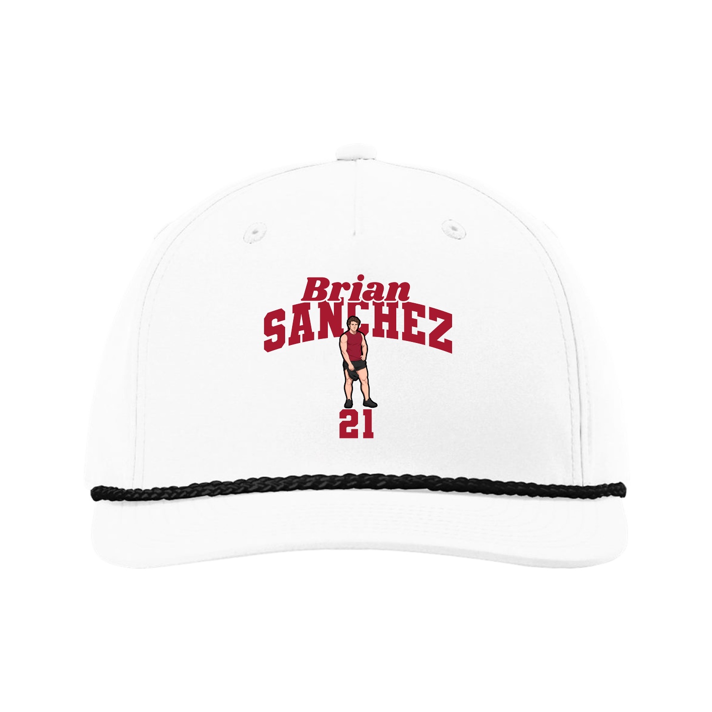 Five-Panel Classic Rope Cap — Signature Arch in White